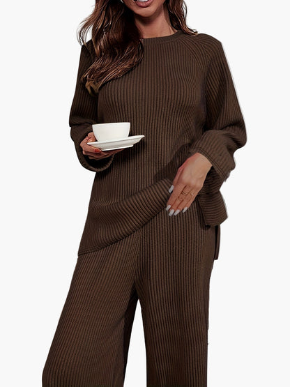 Damen Loungewear Set – Bequemes Strick-Zweiteiler für Freizeit und Zuhause