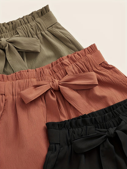 Damen Shorts mit Schleife – Sommerliche Freizeitshorts im 3er-Pack, ideal für den Strand