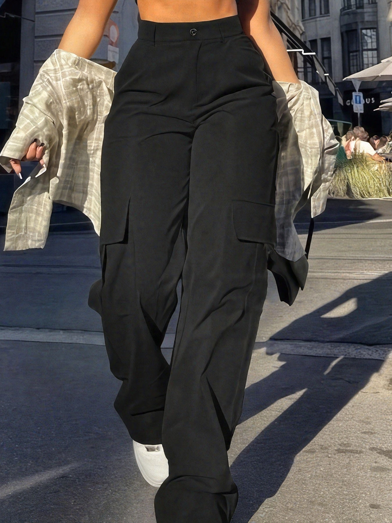 Damen Y2K Cargo-Hose mit weitem Bein – Streetstyle für Alltag und Freizeit