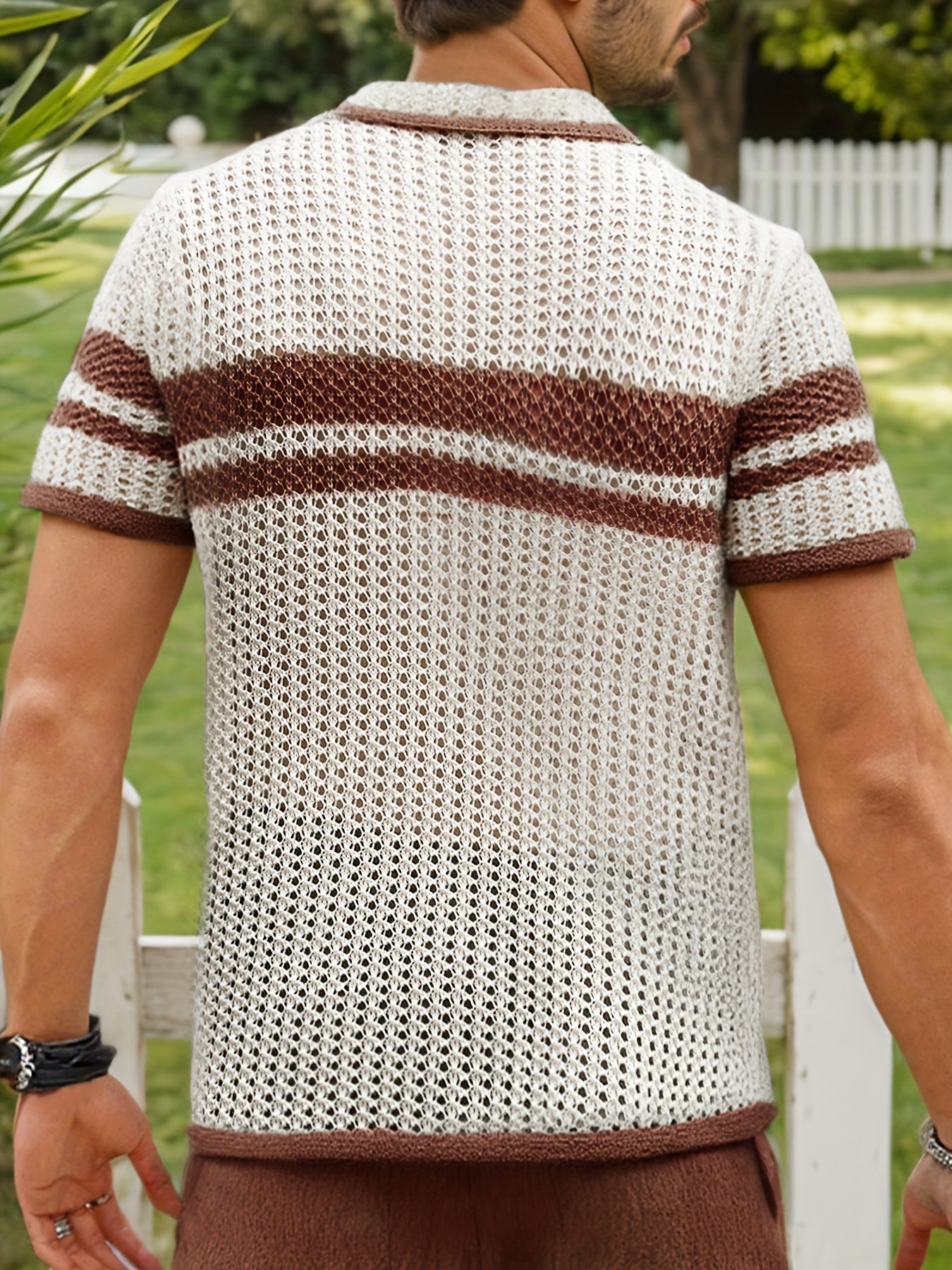 Herren Offene Strick-Poloshirt im Retro-Stil – Lässige Eleganz für Freizeit und Urlaub