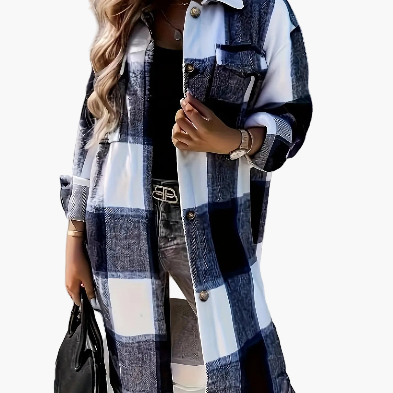 Damen Freizeit Karo Hemdjacke im Oversized Look – Perfekt für den Alltag