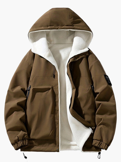 Herren Kapuzenjacke Casual Streetwear für Herbst und Winter, warm gefüttert, Outdoor