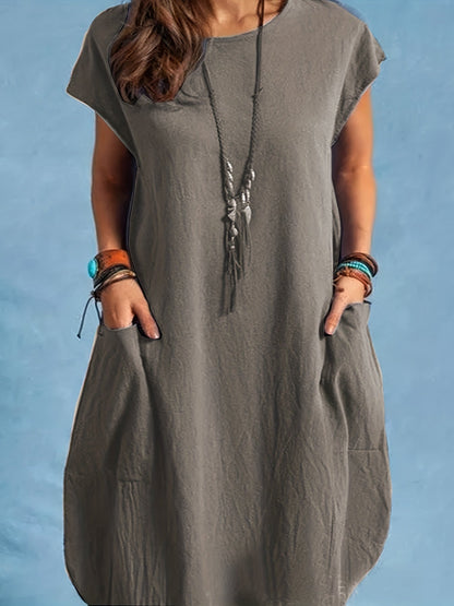 Damen Sommer Tunika Kleid – Lässiger Boho Style mit Taschen, Ideal für Alltag & Urlaub