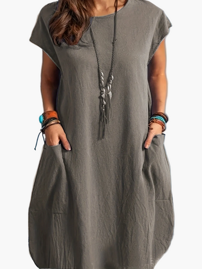 Damen Sommer Tunika Kleid – Lässiger Boho Style mit Taschen, Ideal für Alltag & Urlaub