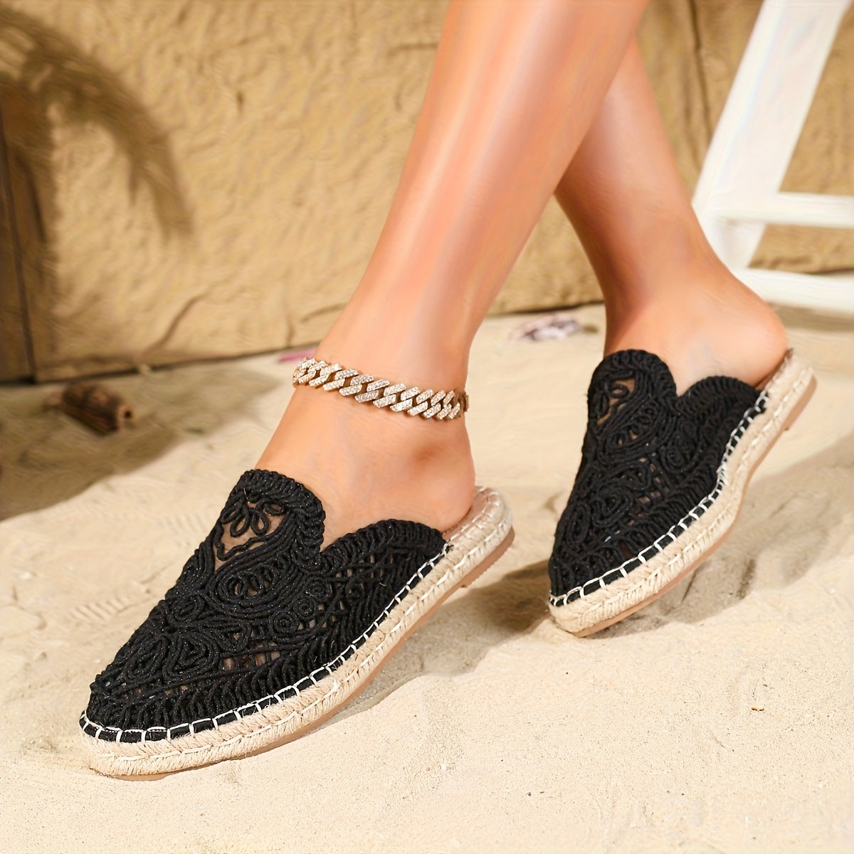 Damen Boho Slip-On Sommerschuhe – Geflochtene Freizeitschuhe für Strand & Alltag
