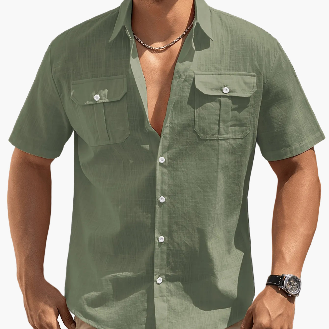 Herren Kurzarm Freizeithemd mit Brusttaschen – Legerer Sommer Style für Alltag und Urlaub