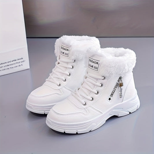 Winterstiefel Damen gefüttert Schnürstiefeletten mit dicker Sohle
