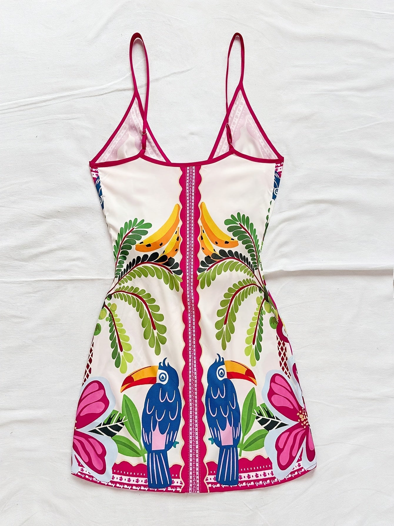 Damen Sommer Wickelkleid mit tropischem Print und Blumenmuster – Ideal für Urlaub und Freizeit