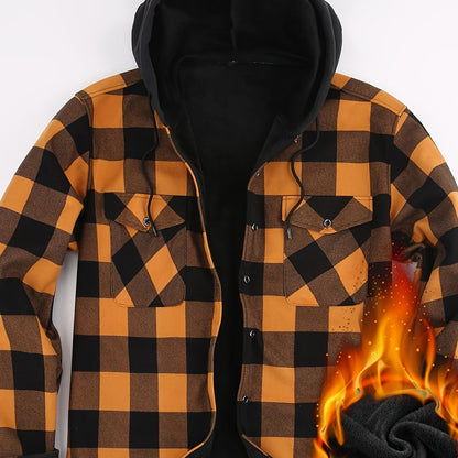 Herren Thermo-Kapuzenhemd Kariert – Warmes Freizeit Flanell Overshirt mit Futter