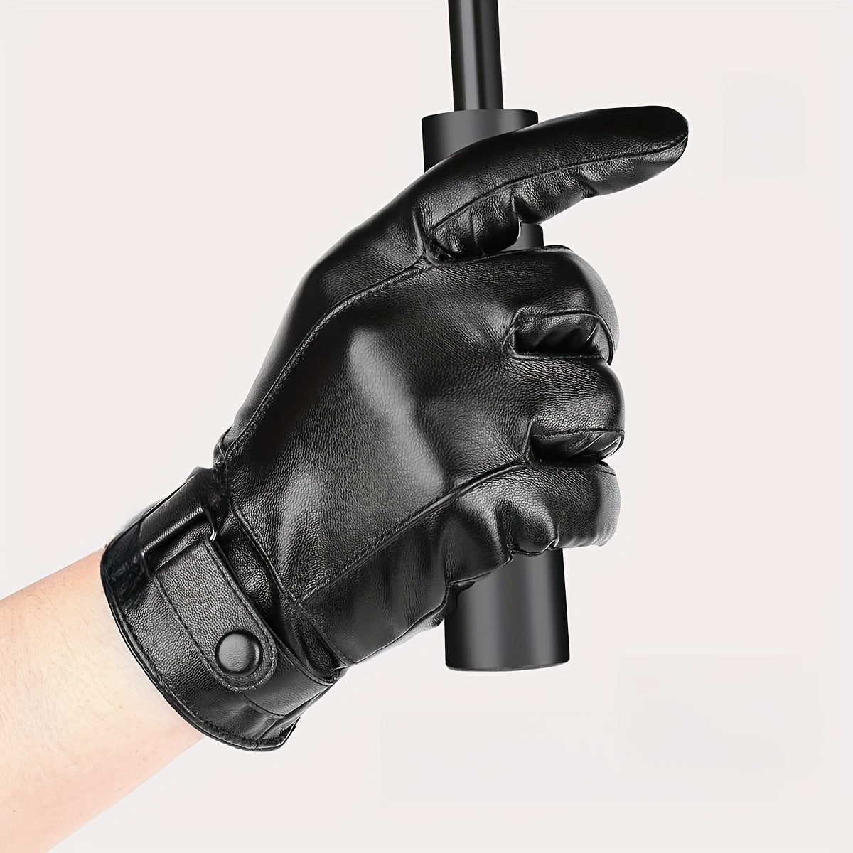 Unisex Handschuhe Schwarz mit Riemenverschluss