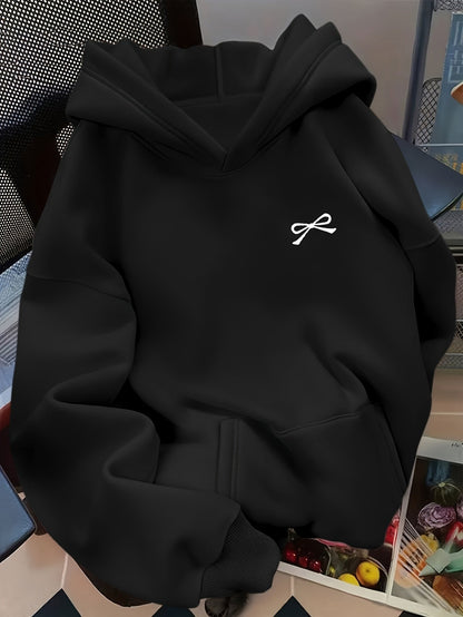 Damen Oversized Hoodie mit Schleifen-Stickerei – Lässiger Pullover für Alltag und Freizeit