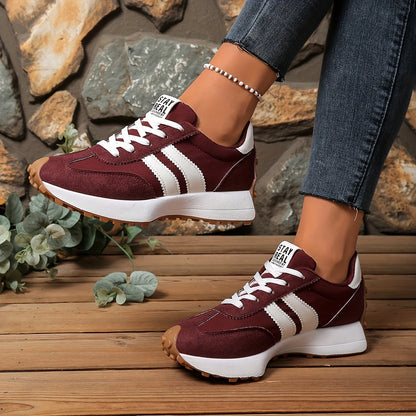 Damen Retro-Sneaker für Alltag und Freizeit – Stilvolle Low-Top Turnschuhe mit Streifen-Design