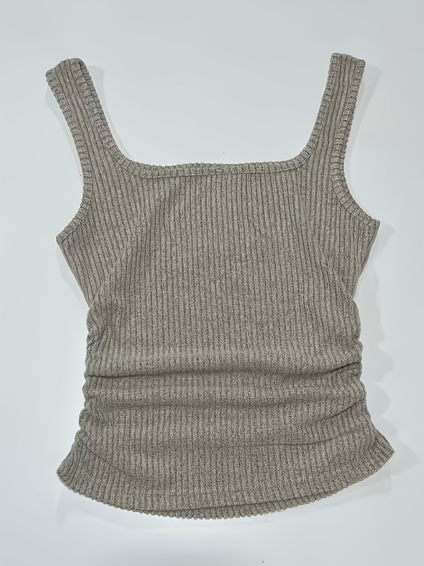 Damen Rippstrick Top mit breiten Trägern und eckigem Ausschnitt – Figurbetontes Basic Tanktop für Alltag und Freizeit