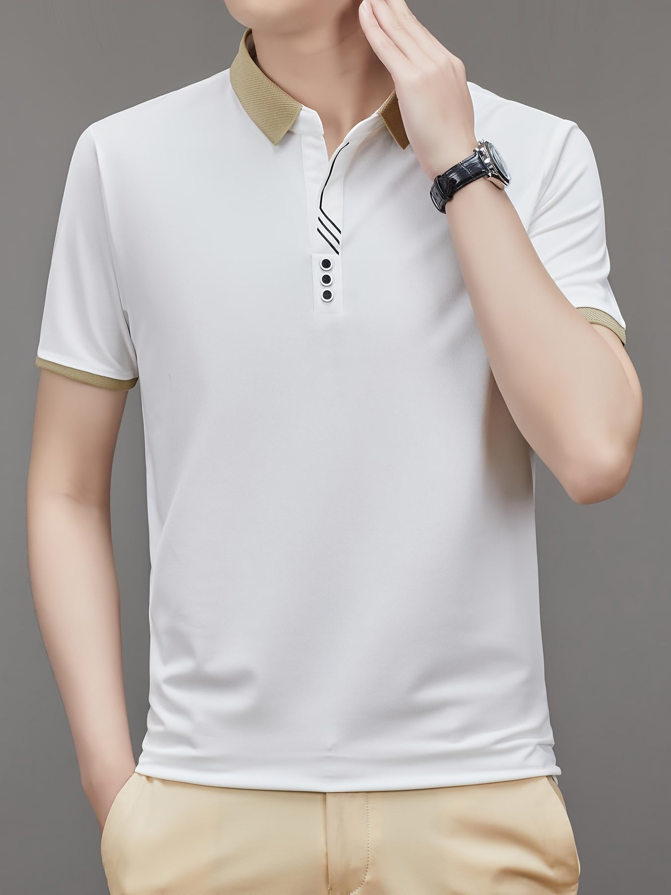 Herren Polo-Shirt mit Kontrastkragen – Stilvolles Freizeit- und Business-Oberteil