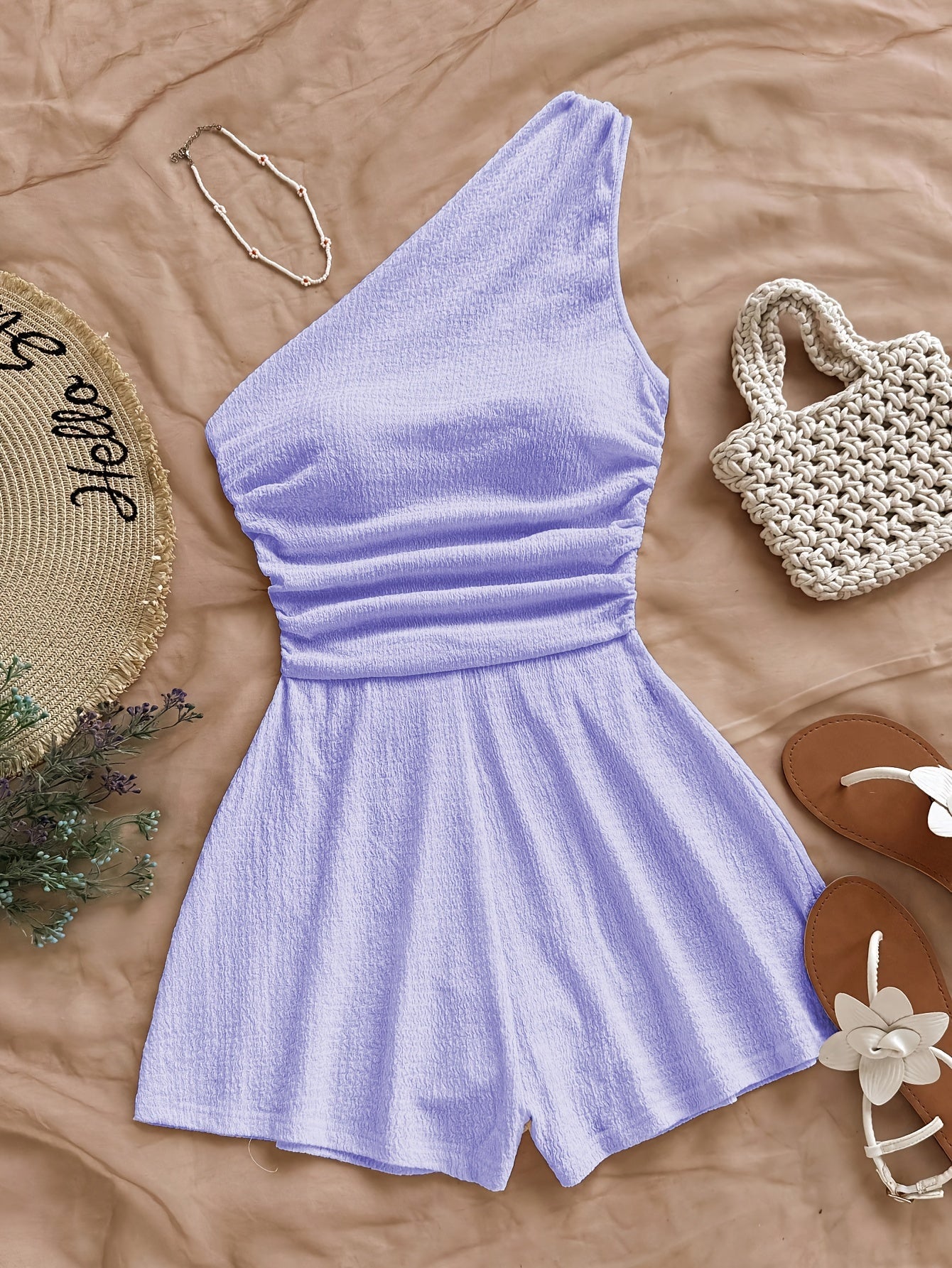Damen Ein-Schulter-Jumpsuit für den Sommer – Modischer Freizeit Overall, Asymmetrischer Schnitt, Perfekt für Urlaub und Alltag