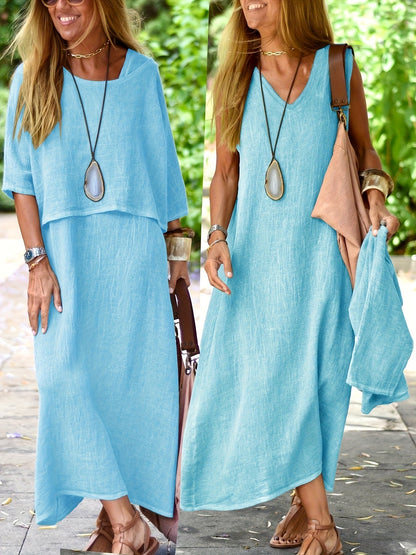Damen Zweiteiliges Maxikleid Set Casual Sommer Boho Stil