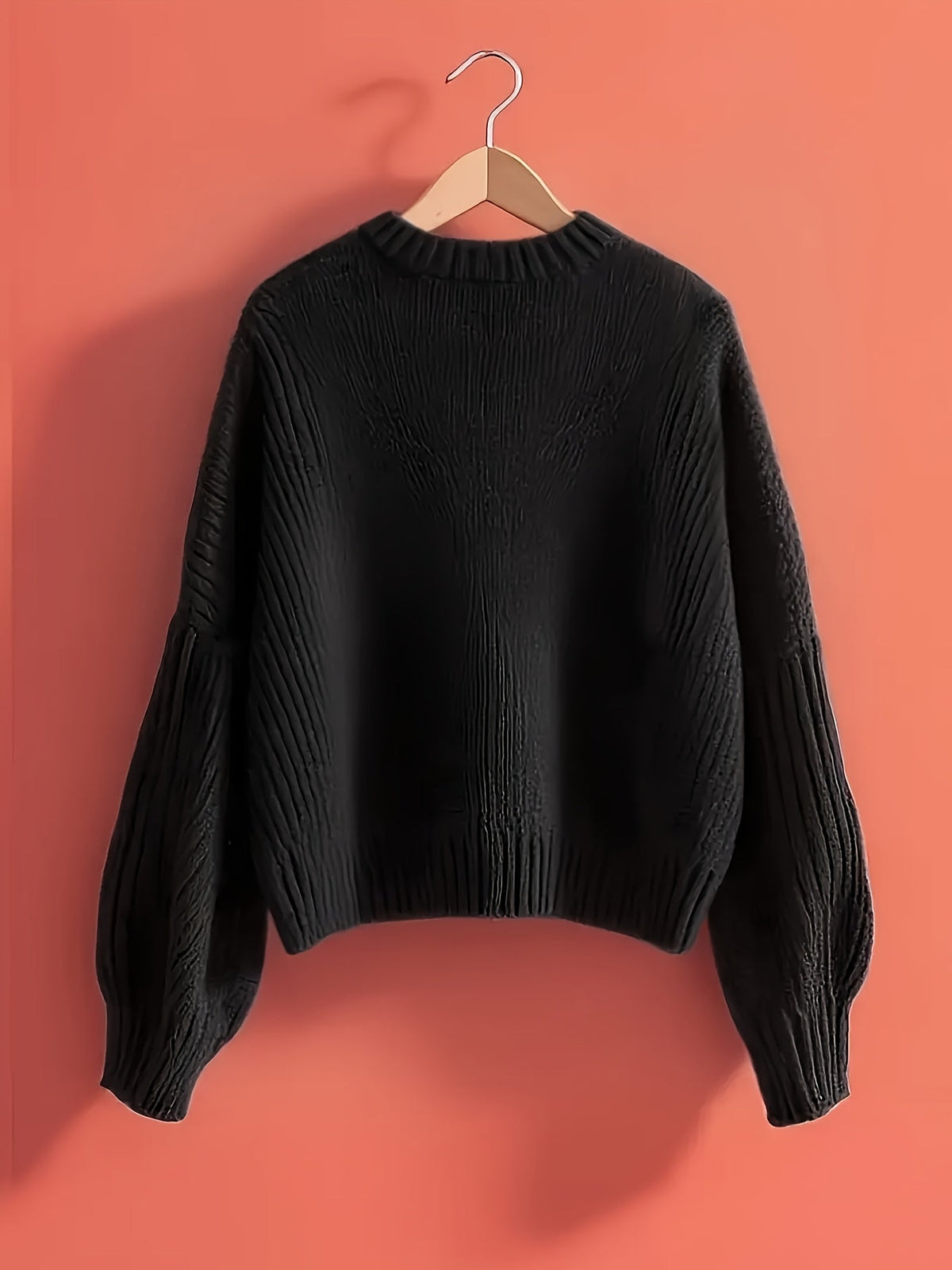 Damen Strickpullover V-Ausschnitt mit großer Schleife, Langarm