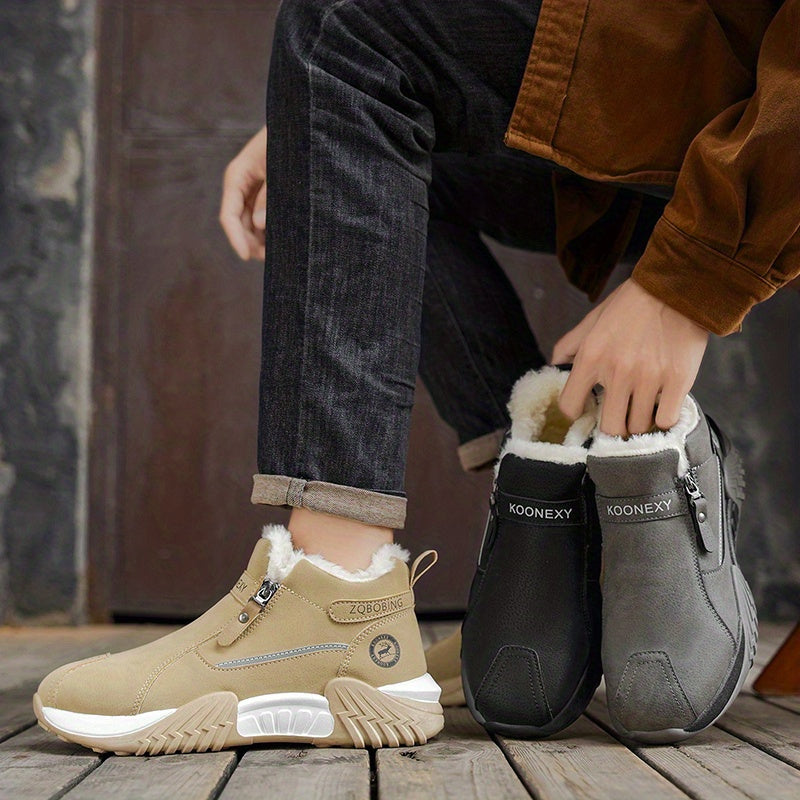 Unisex Winterstiefel gefüttert mit Reißverschluss, rutschfeste Sohle, Warmhaltende Schneeschuhe