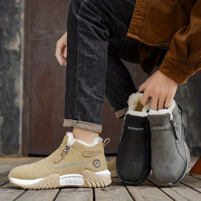 Unisex Winterstiefel gefüttert mit Reißverschluss, rutschfeste Sohle, Warmhaltende Schneeschuhe