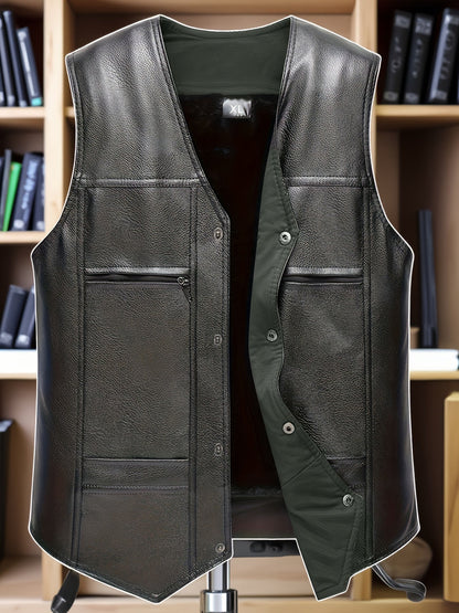 Herren Weste Schwarz mit Futter und Taschen