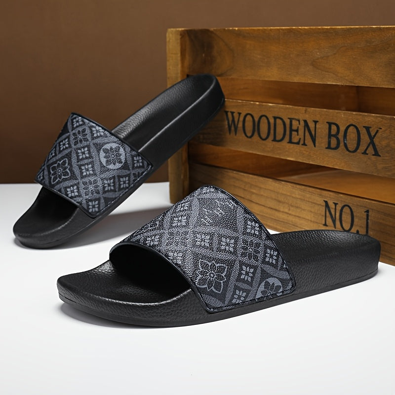Herren Slide Sandalen mit modernem Muster – Bequeme Freizeitschuhe für Alltag & Strand