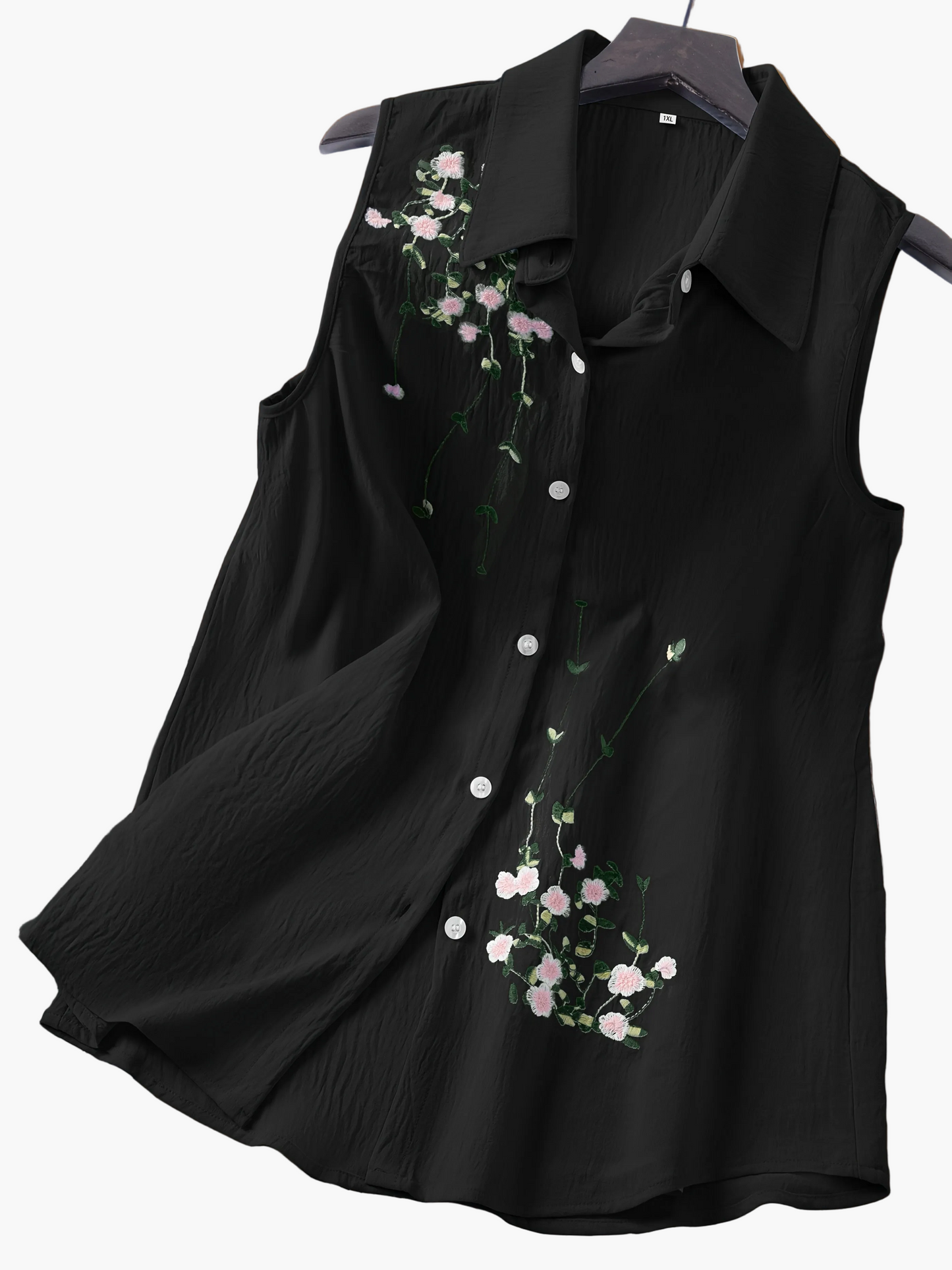 Damen ärmellose Bluse mit Stickerei – Eleganter Freizeitstil für Büro & Alltag