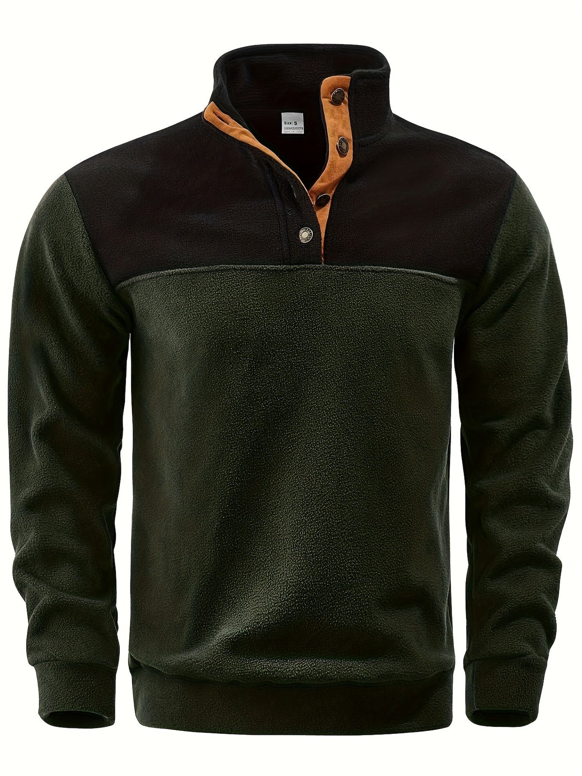 Herren Fleece Pullover Stehkragen Knöpfe Zweifarbig Outdoor