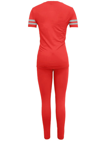 Damen Trainingsanzug Zweiteiler – Sportlich & Freizeit, Bequemes Outfit mit T-Shirt und Leggings