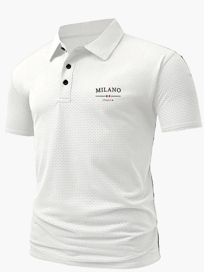 Herren Polo Shirt Casual Stil – Geometrisches Muster, Sommer Freizeit Poloshirt mit Knopfleiste