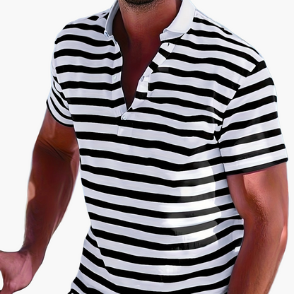 Herren Poloshirt im maritimen Streifen-Look für Freizeit und Segeln – Sommer Casual Polo