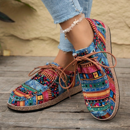 Damen Vintage Freizeitschuhe im Boho-Stil – Bequeme bunte Mokassins für Alltag und Reisen