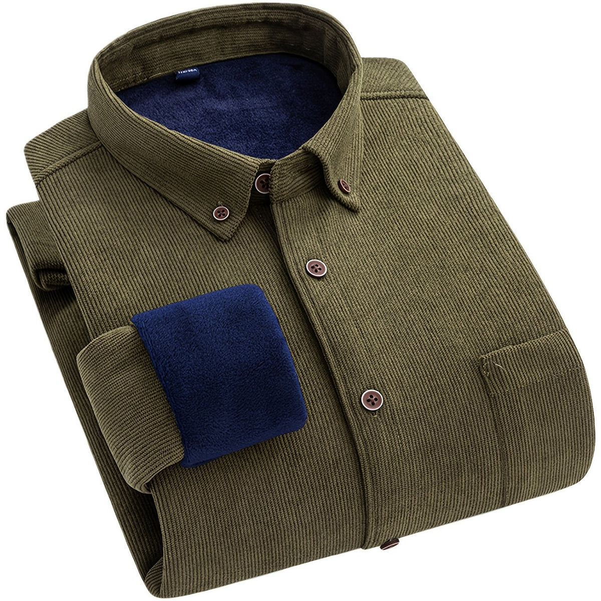 Herren Cordhemd mit Fleecefutter, Langarm, Button-Down-Kragen