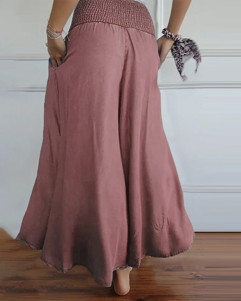 Damen Weite-Hose mit hohem Bund – Lässige elegante Freizeithose, bequemer Alltagsstil