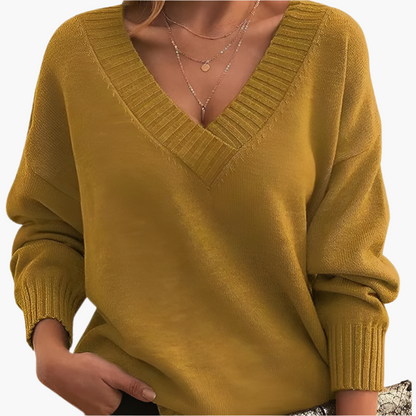 Damen Pullover mit V-Ausschnitt – Eleganter Strickpullover für Alltag & Büro