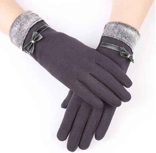Winterhandschuhe für Damen, warm, mit Kunstfellbündchen