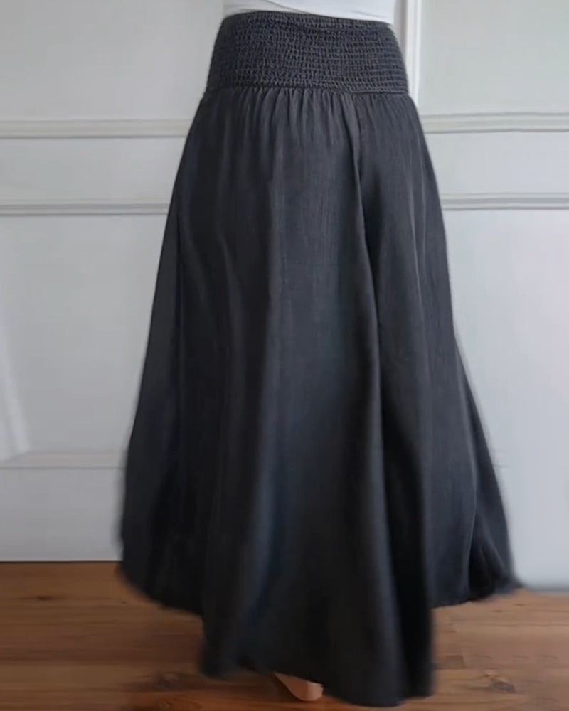 Damen Weite-Hose mit hohem Bund – Lässige elegante Freizeithose, bequemer Alltagsstil