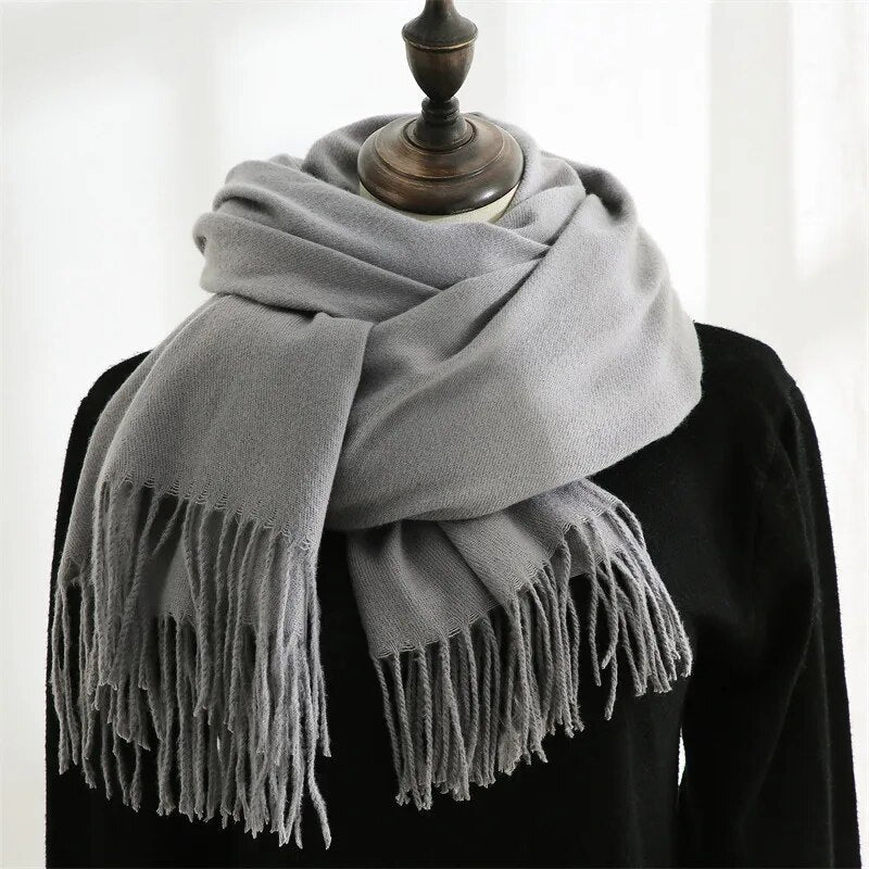 Unisex Winter Schal mit Fransen weichem Material