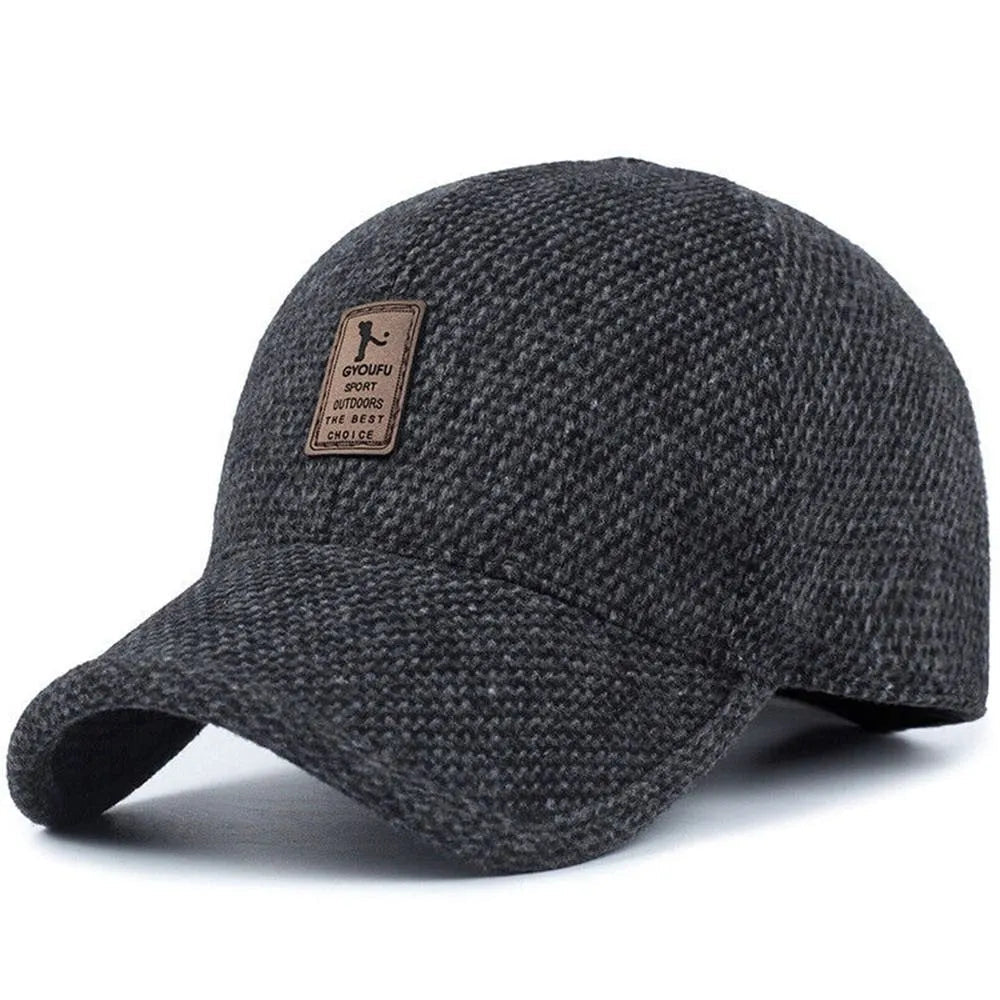 Winter Baseball Cap mit Ohrenklappen Herren Warme Schirmmütze
