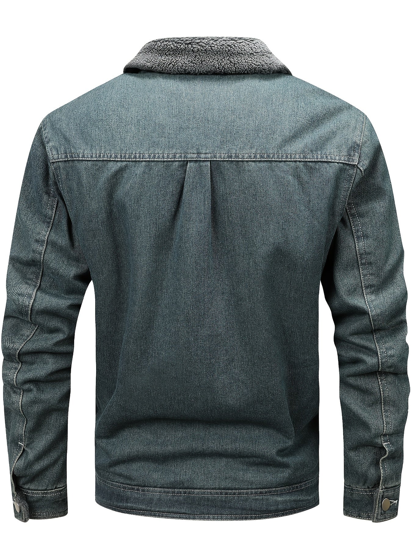 Herren Jeansjacke mit Teddyfutter, Sherpa Kragen, Knopfleiste, Brusttaschen, warm gefüttert