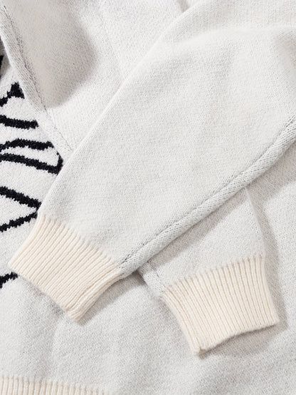 Unisex Strickpullover Rundhals mit Weltall-Muster & Sternen