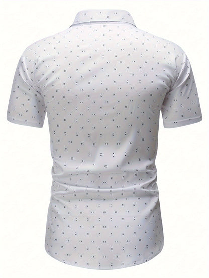 Herren Kurzarm Business-Freizeithemd mit modernem Minimal-Print – Stilvoll für Büro & Alltag