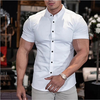 Herren Kurzarmhemd Slim Fit mit Stehkragen – Elegant für Büro & Freizeit
