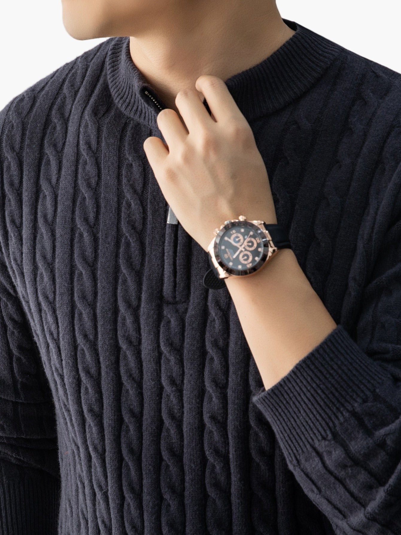Herren Strickpullover mit Zopfmuster und Stehkragen – Eleganter Casual Look für Herbst und Winter