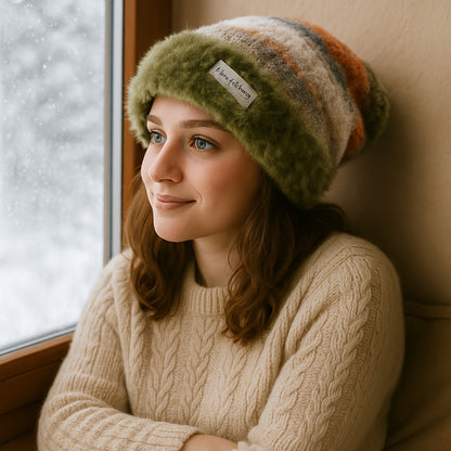 Unisex Winter Beanie Strickmütze mit weichem Futter & Farbverlauf