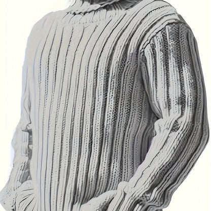Herren Rollkragenpullover, grob gestrickt, Rippmuster, Schwarz