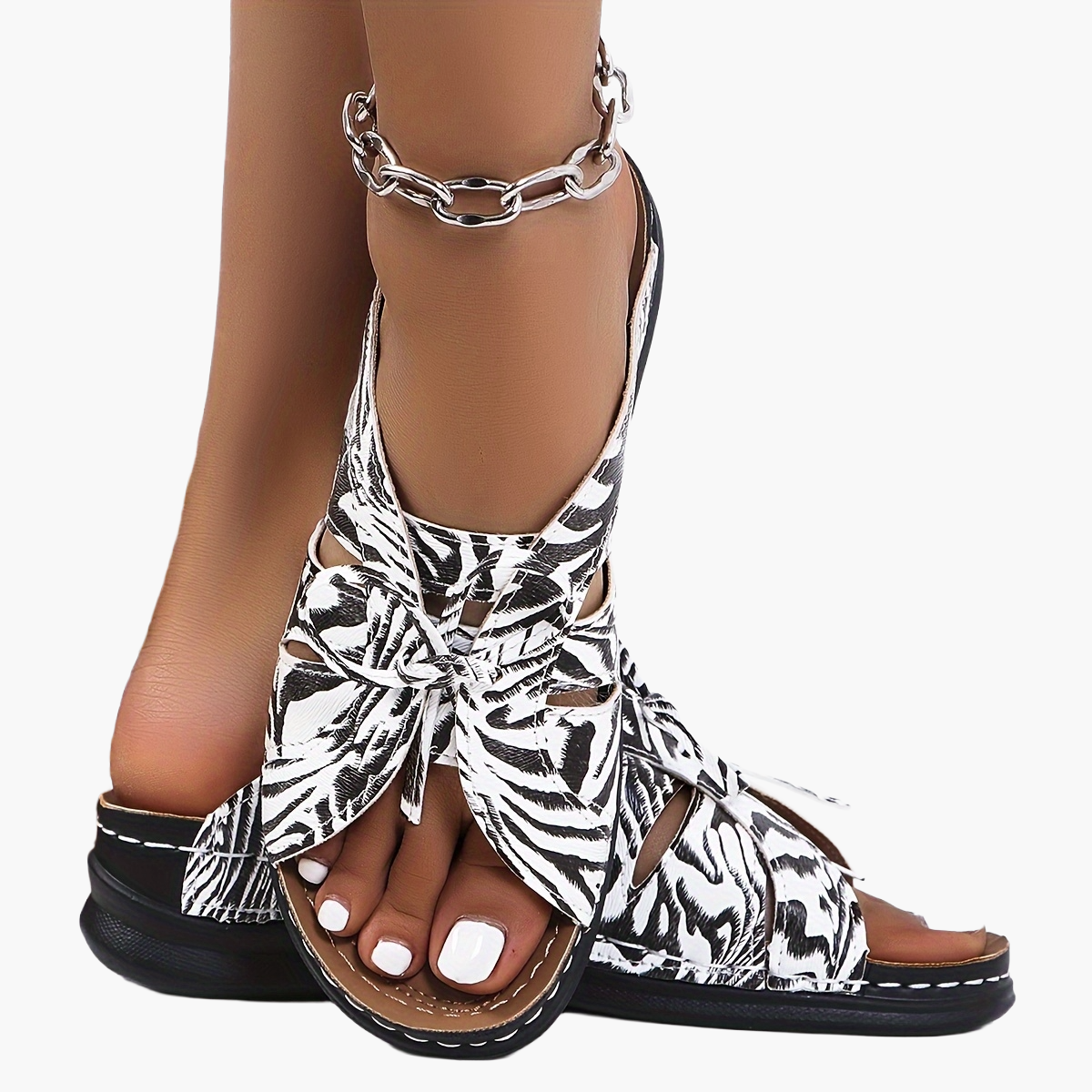 Damen Komfort-Sandalen mit Schleife – Bequeme Sommerschuhe für Alltag und Freizeit