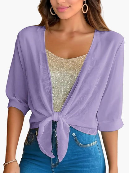Damen Bluse im modernen Lagenlook mit Knoten-Design – Stilvolle Bluse für Freizeit und Alltag