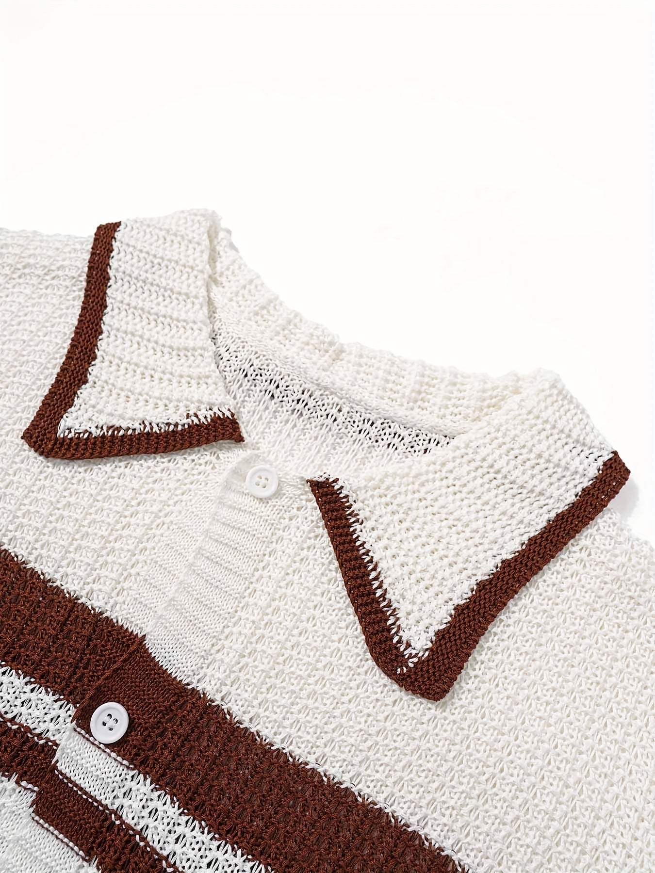 Herren Offene Strick-Poloshirt im Retro-Stil – Lässige Eleganz für Freizeit und Urlaub