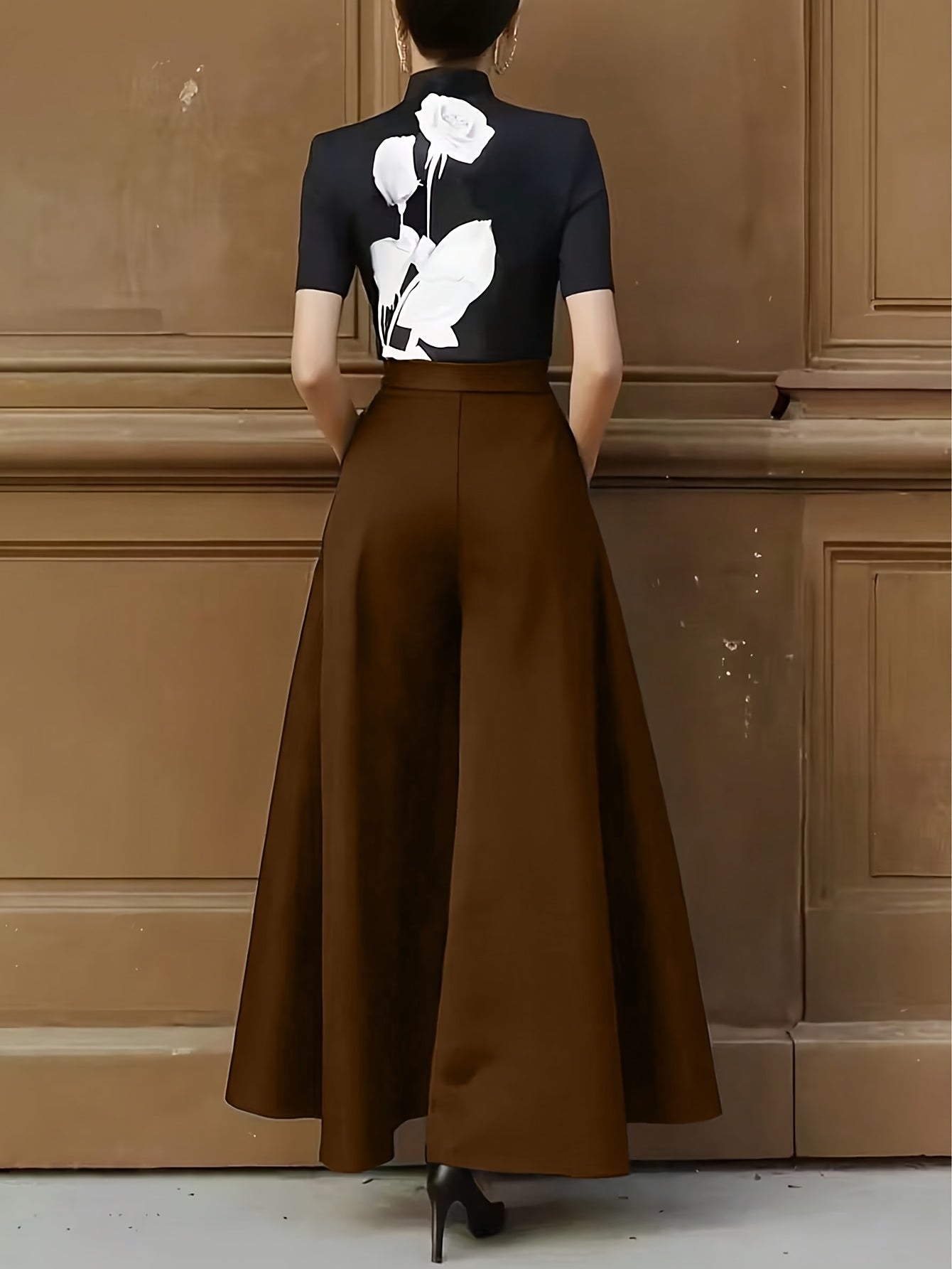 Damen Weitbeinige Palazzo-Hose Eleganter High-Waist Business & Abend-Look