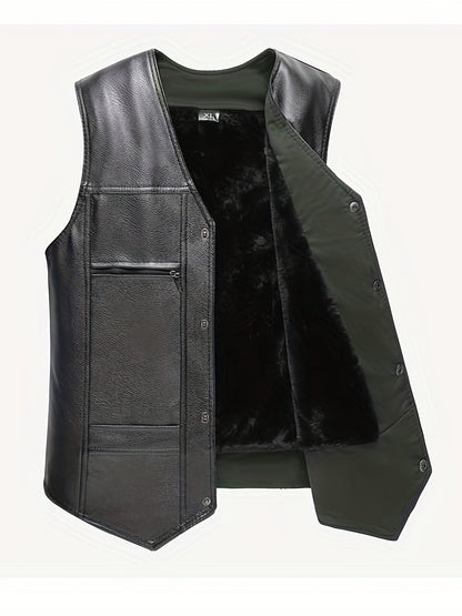 Herren Weste Schwarz mit Futter und Taschen